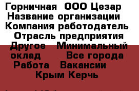 Горничная. ООО Цезар › Название организации ­ Компания-работодатель › Отрасль предприятия ­ Другое › Минимальный оклад ­ 1 - Все города Работа » Вакансии   . Крым,Керчь